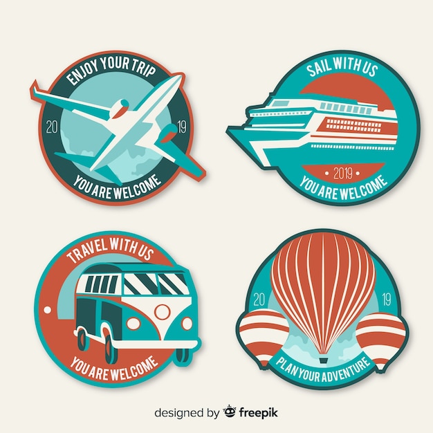 Vintage flat travel logo set