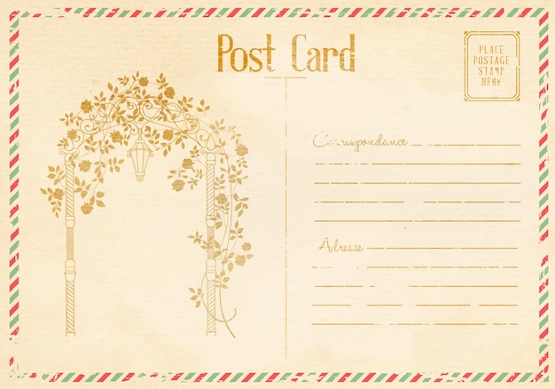 Free Vector vintage floral postcard with roses arch.