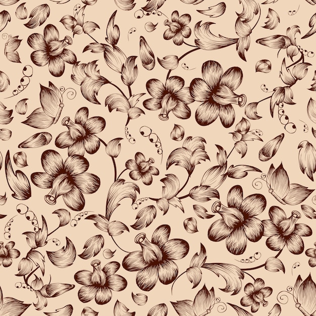 Vintage flower ornate seamless pattern