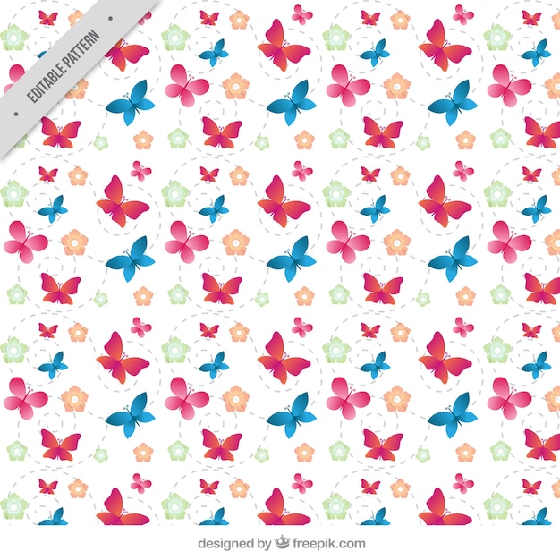 Free vector vintage flower pattern with butterflies