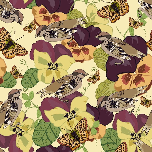 Free Vector vintage flowers seamless pattern