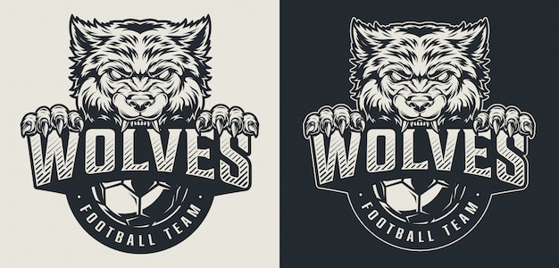 Free Vector vintage football team monochrome logo