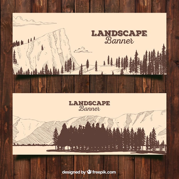 Free Vector vintage forest banners