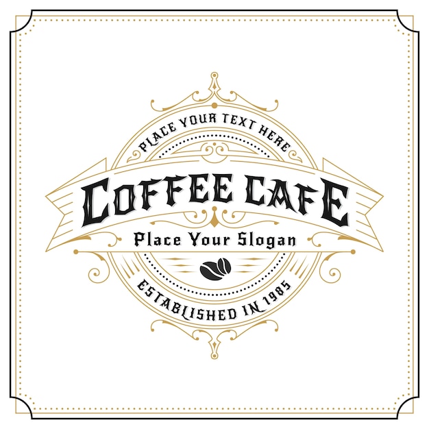 Free vector vintage frame logo design for labels, banner, sticker and other design. suitable for coffee cafe, restaurant, whiskey, wine, beer and premium product