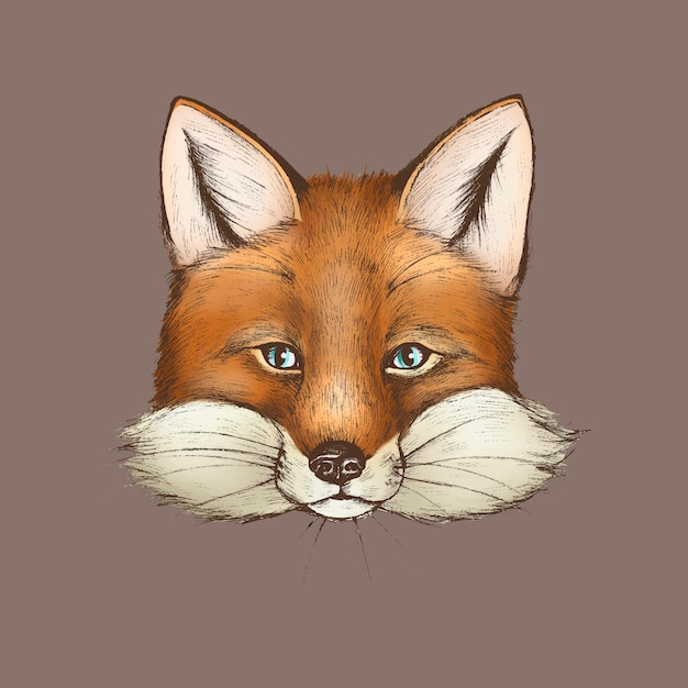 Free vector vintage furry brown fox face