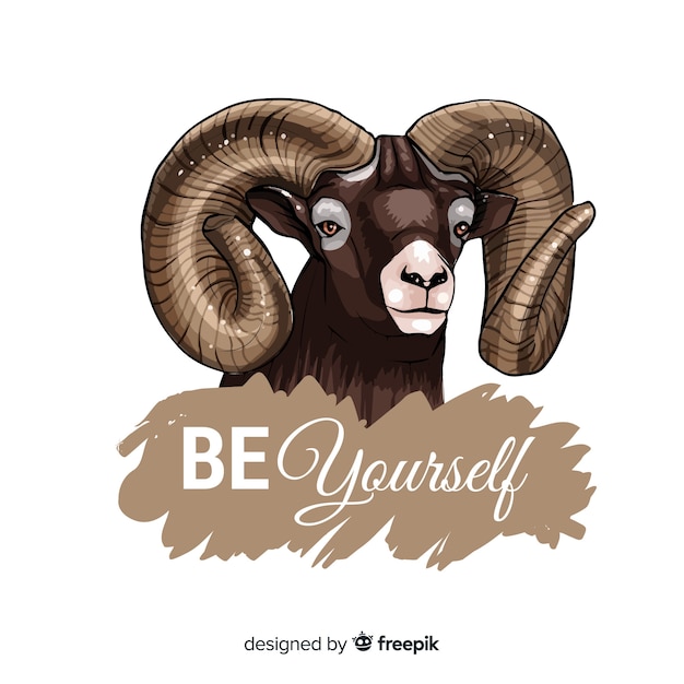 Vintage goat with slogan background