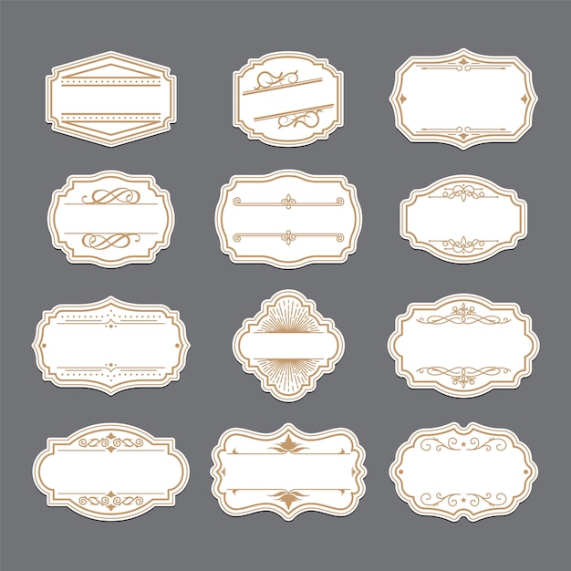 Vintage golden ornate labels set