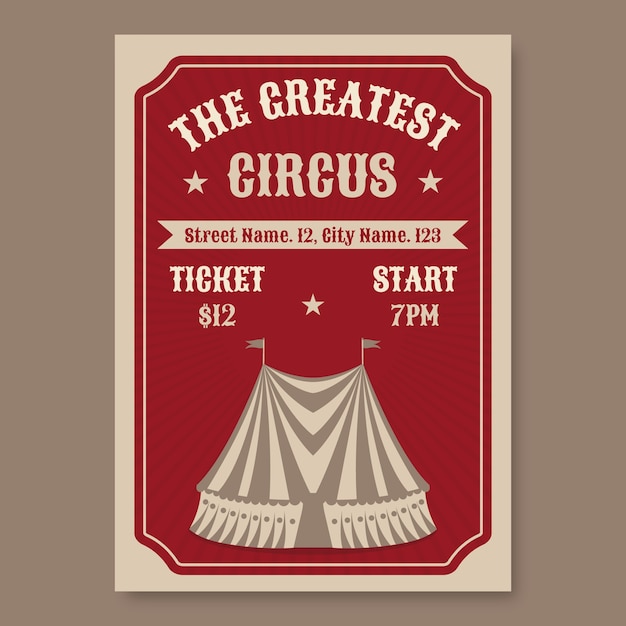 Free Vector vintage the greatest circus flyer