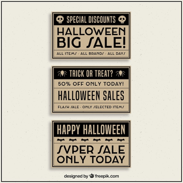 Free Vector vintage halloween labels collection