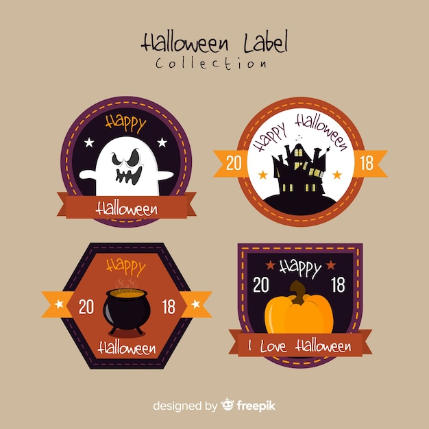 Free Vector vintage halloween labels collection 