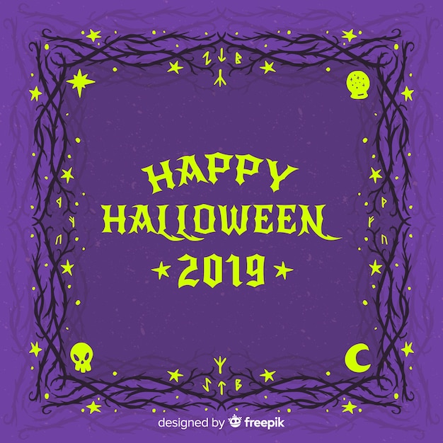 Free Vector vintage halloween starry night frame