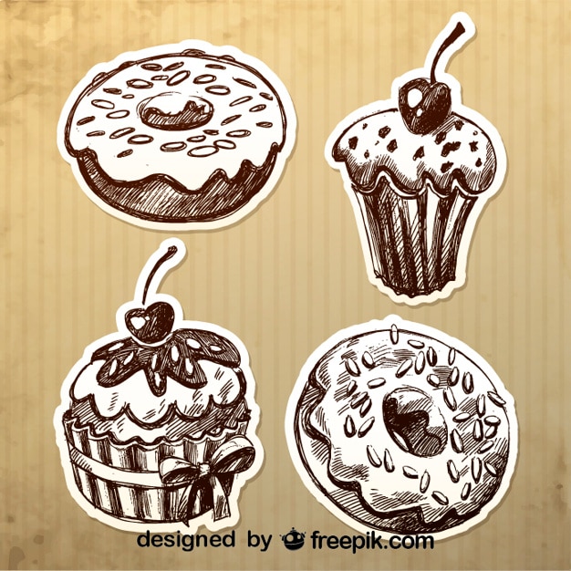 Free Vector vintage hand-drawn cakes design