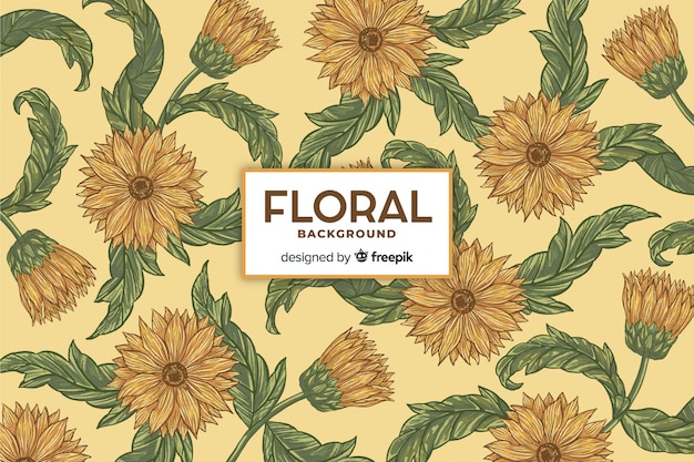 Free vector vintage hand drawn floral background