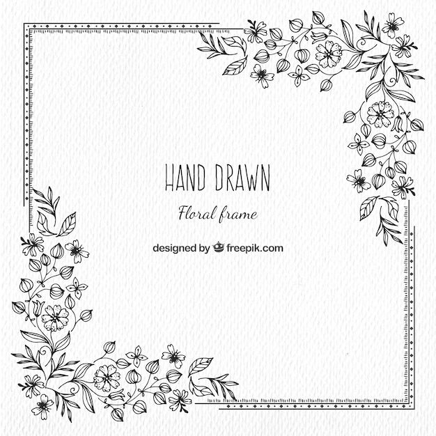 Free Vector vintage hand drawn floral frame