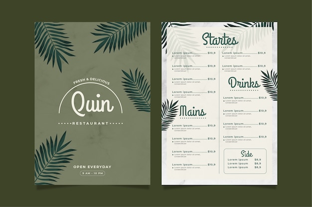 Vintage healthy food menu template