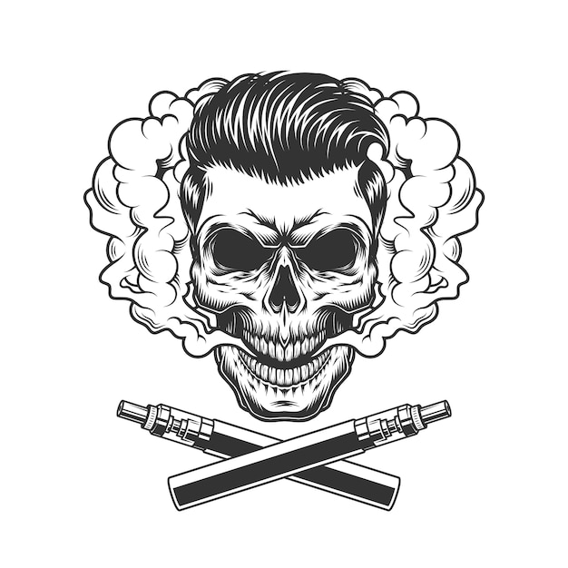 Free Vector vintage hipster skull with trendy hairstyle