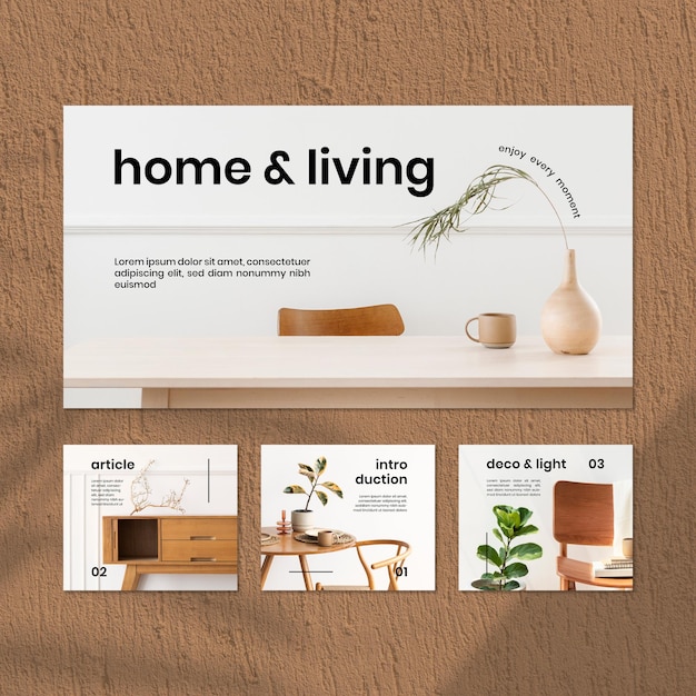 Free Vector vintage home and living social media template set