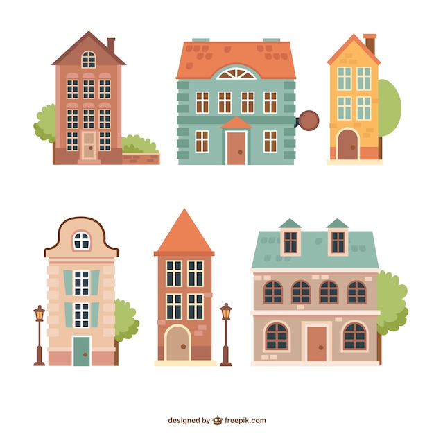 Free Vector vintage houses pack