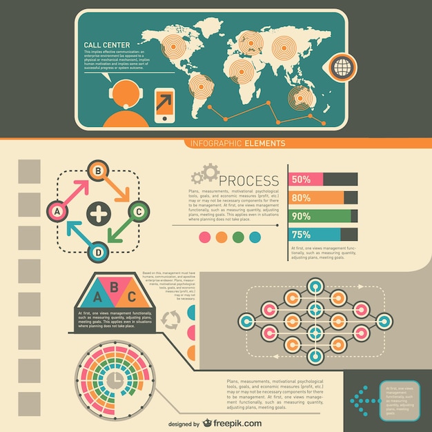 Vintage infographic presentation elements 