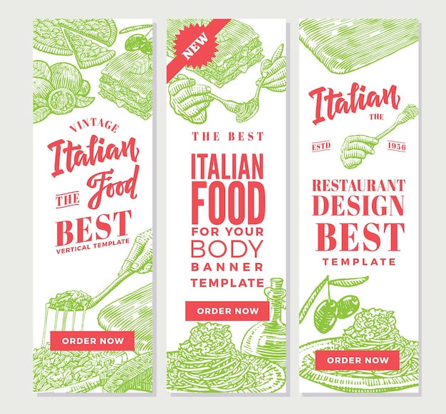 Free Vector vintage italian food vertical banners