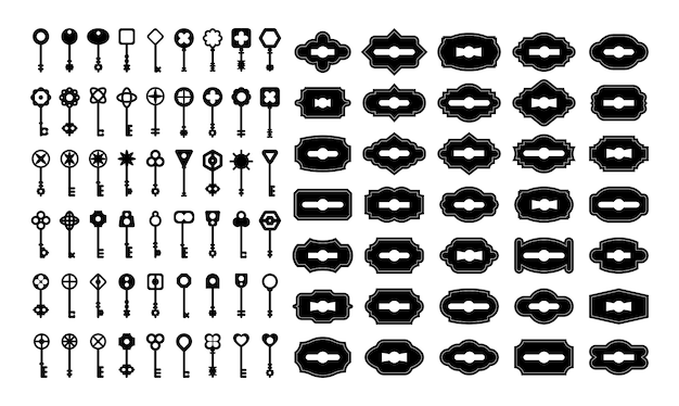 Free Vector vintage keys and keyholes sets