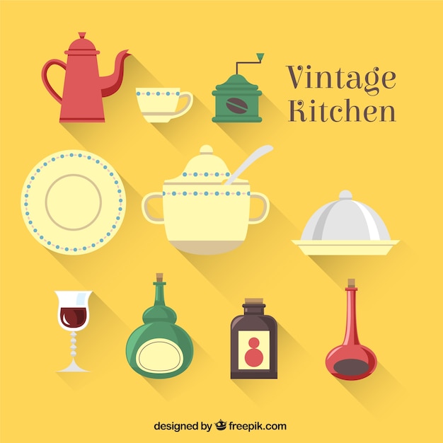 Free Vector vintage kitchen elements