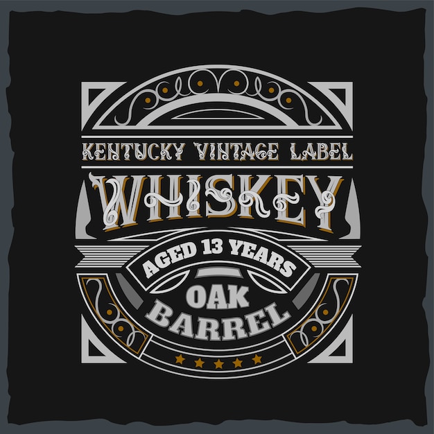 Free vector vintage label design with lettering composition on dark