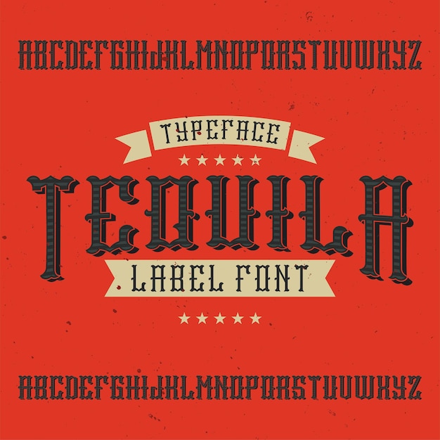 Free Vector vintage label font named tequila