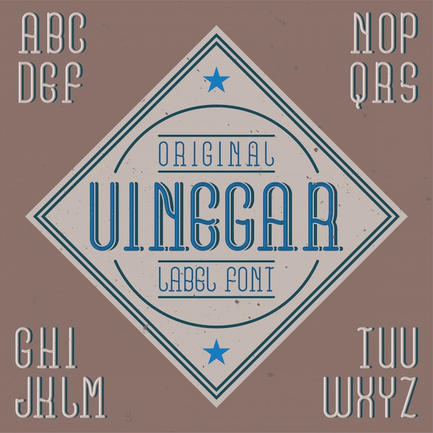 Vintage label font named Vinegar. Good to use in any creative labels.