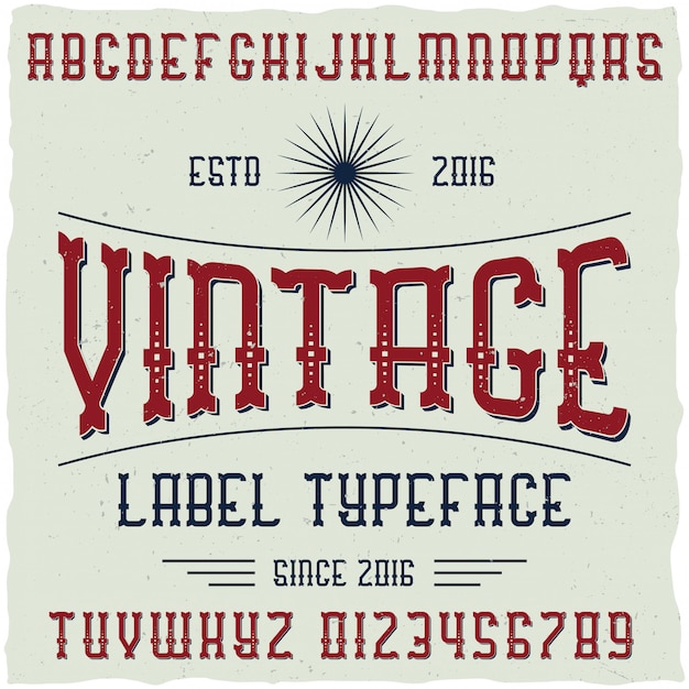 Free Vector vintage label font with sample label design. good to use in any retro design labels.