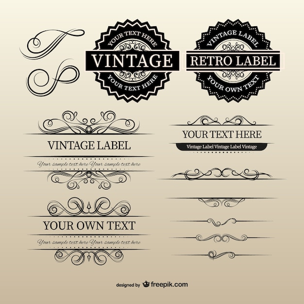 Free Vector vintage labels and separators