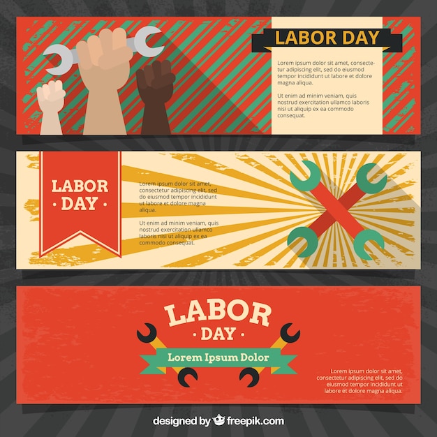 Free Vector vintage labor day banners