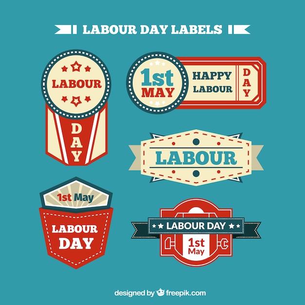 Free Vector vintage labor day labels