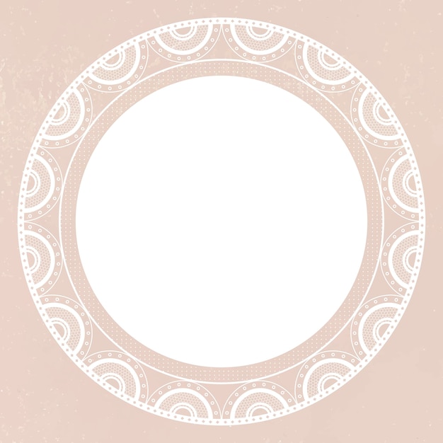 Free Vector vintage lace frame, circle shape on beige background vector