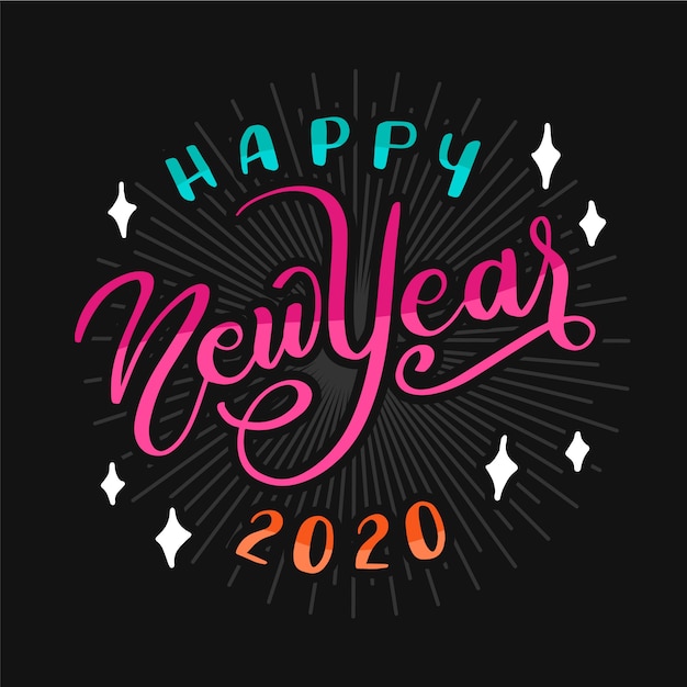 Free Vector vintage lettering happy new year 2020