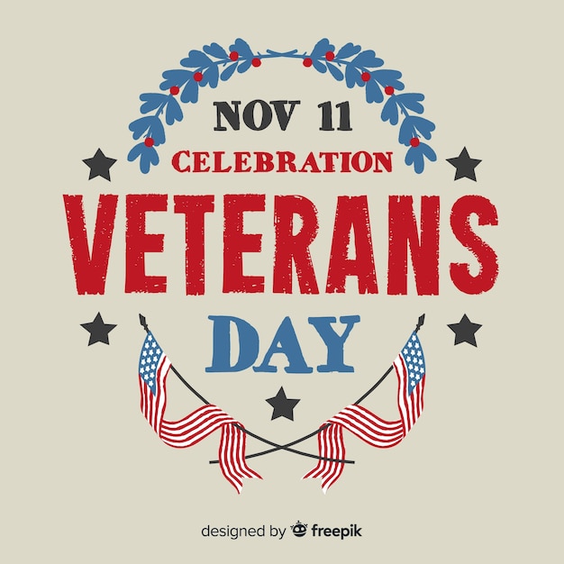 Free Vector vintage lettering veterans day background