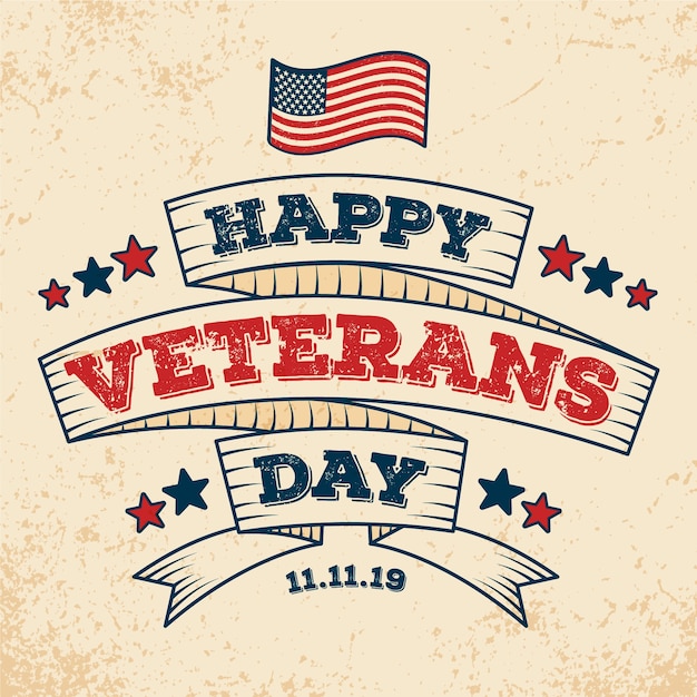 Free Vector vintage lettering veterans day background