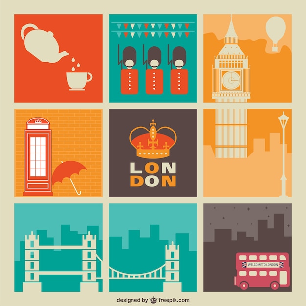 Free Vector vintage london elements cards