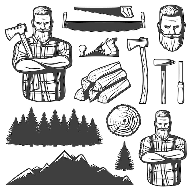 Free vector vintage lumberjack elements