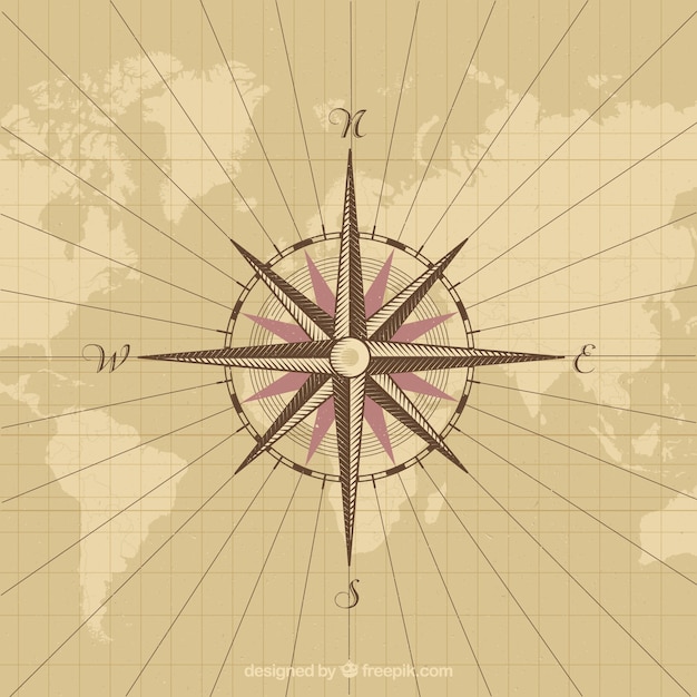 Free vector vintage map compass background