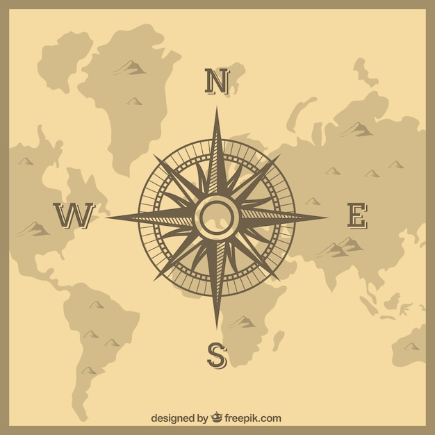 Free vector vintage map compass background