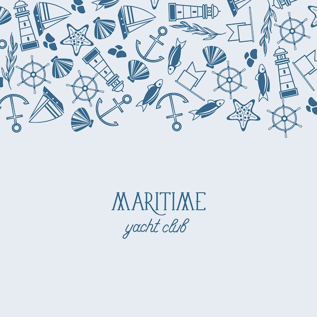 Free Vector vintage maritime  with inscription and hand drawn nautical and marine elements