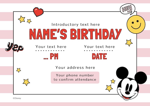 Vintage Mickey Mouse Birthday Invitation