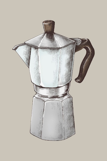 Free vector vintage moka pot on a beige background