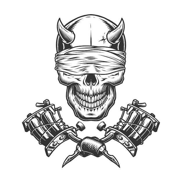 Free vector vintage monochrome demon skull