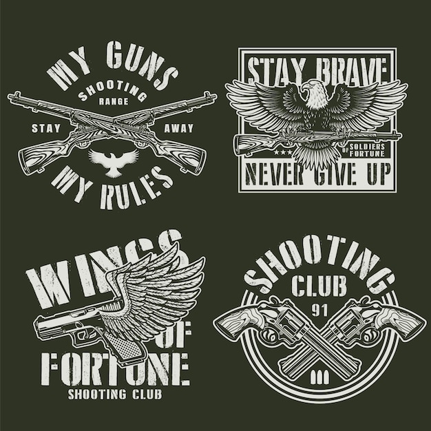 Free Vector vintage monochrome military badges