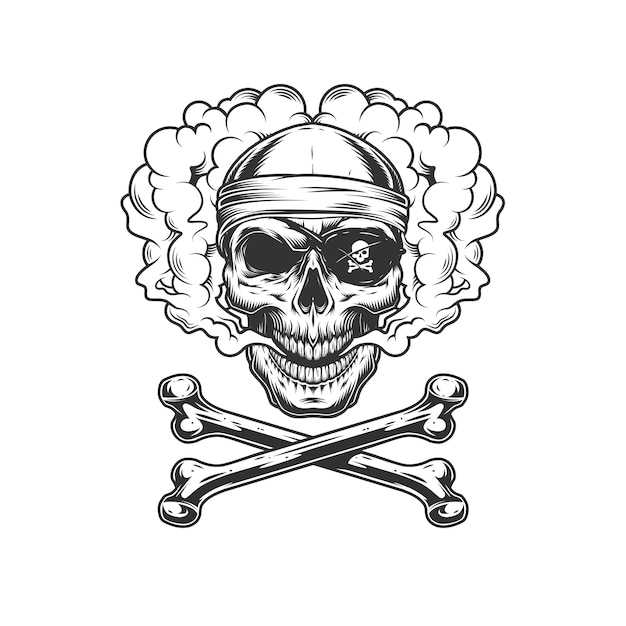 Free vector vintage monochrome pirate skull