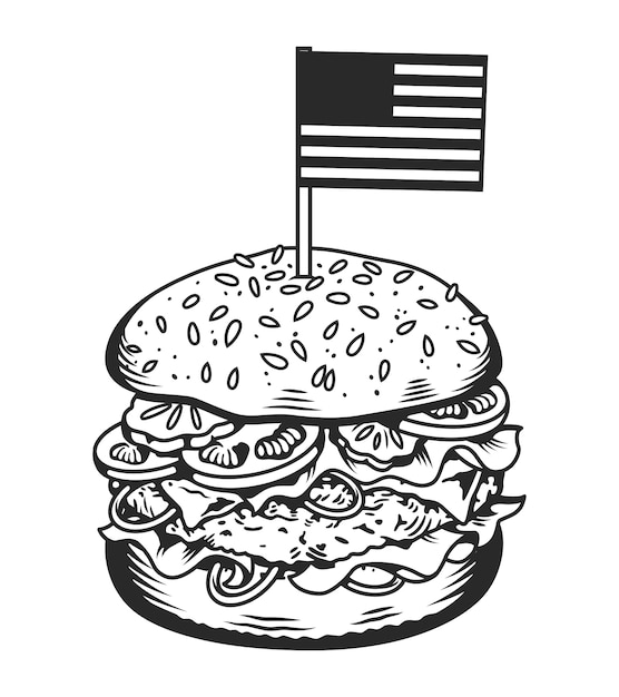 Free Vector vintage monochrome tasty burger concept