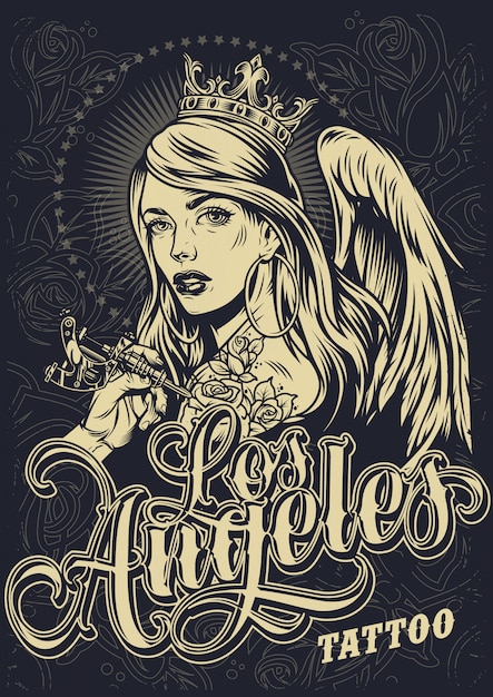 Free vector vintage monochrome tattoo festival poster