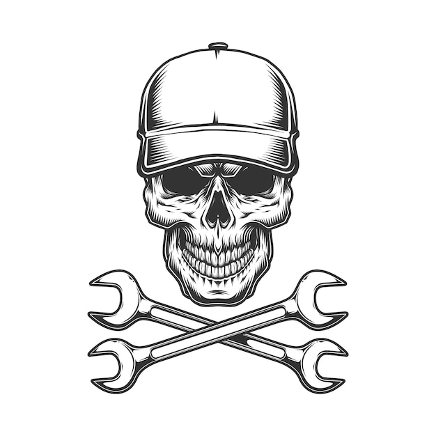 Free Vector vintage monochrome trucker skull